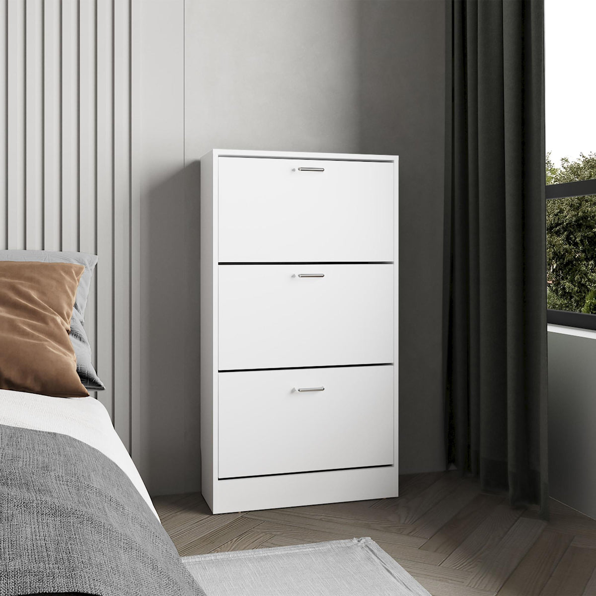 Hades High Pull Down Shoe Rack, Shoe Storage, Entryway, Bedroom, White