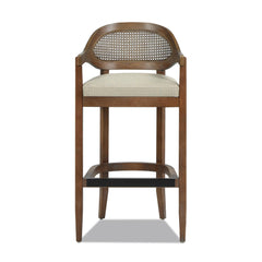 Ares Mid-Century Modern 30.5" Cane Back Bar Stool, Taupe Beige