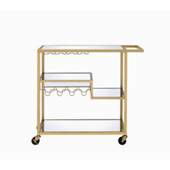 Odysseus Mirrored & Champagne Finish Serving Cart