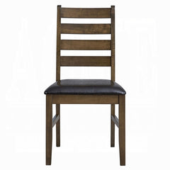 Fable Finish Solid Rubber Wood Dining Side Chairs Set of 2pc Brown Synthetic Leather Upholstery Kitchen Furniture