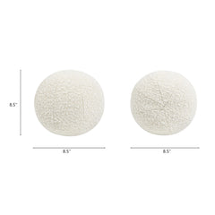Story 12" Round Sphere Accent Ball Throw Pillow, Ivory White Boucle