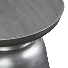Rhapsody 17 inch Wide Modern Industrial Metal Accent Table in Silver Iron, Assembled