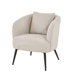 Velvet Accent Chair with Pillow, Modern Upholstered Armchair with Metal Legs, Comfy Barrel Chair for Living Room Bedroom