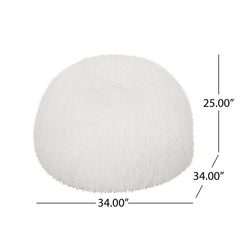 Lyra 3 Foot Rounded Faux Fur Bean Bag, White