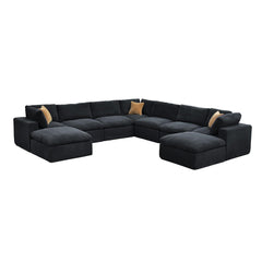 Coffee Bean Like Upholstery Full Compressed Modular Sectional with Toss Pillows