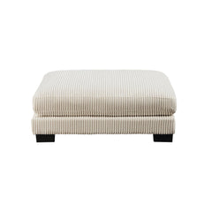 Story 45 Inch Ottoman, Attached Seat Cushion in Beige Corduroy Fabric, Wood