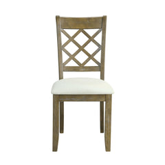 Mercury Beige Linen & Rustic Oak Finish Side Chair (Set of 2)