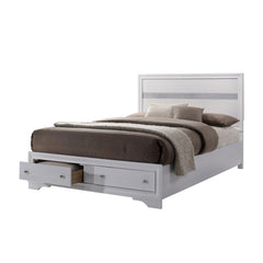 Contemporary White Color Panel Headboard 1pc King Size Bed w Drawers Beautiful Bedroom Furniture