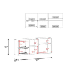 Supernova Wall-Mounted Kitchen Cabinet Organizer with Microwave Space, 4 Doors, Interior Storage Shelves, Open Shelf, and Built-In Dish Holder