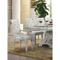 Traditional Style 2pc Arm Chair Upholstered Seat And Backrest Ivory Finish Dining Room