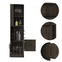 Dark Walnut 8-Bottle 2-Shelf Bar Cabinet