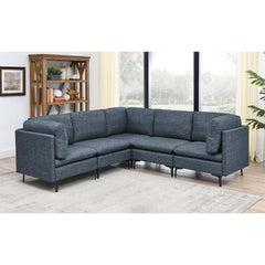Linen Upholstered Modular Sectional with Metal Legs