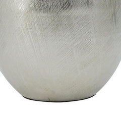 Pandora 14 Inch Modern Vase, Metal, Tall Curved Shape, Bottleneck, Silver