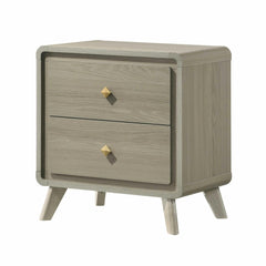 Contemporary Style Nightstand Tapered Legs English Dovetail Drawer Metal Glides Gray Finish Bedroom Furniture