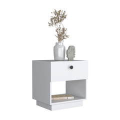Artemis Drawer Nightstand 19"H with Open Storage Shelf, White
