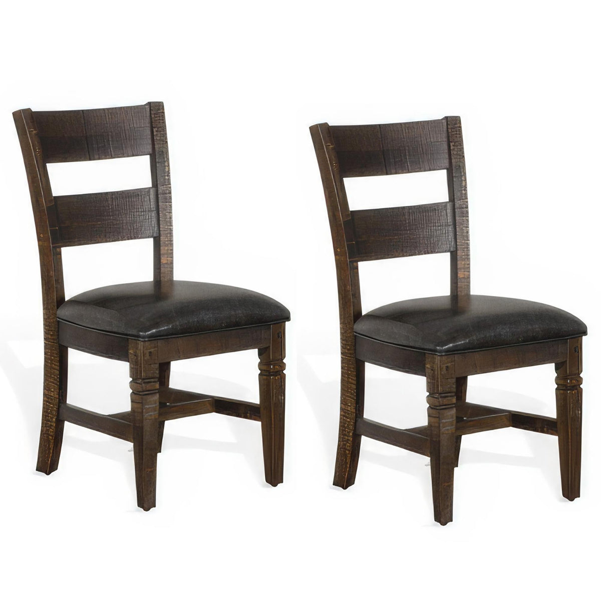 Utopia Dining Chair, Set of 2, Ladderback, Dark Gray Fabric and Brown Mahogany