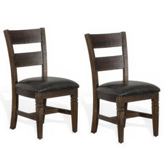 Utopia Dining Chair, Set of 2, Ladderback, Dark Gray Fabric and Brown Mahogany