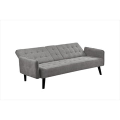 72" Sleeper Sofa Bed - Convertible Folding Backrest to Full Bed with Cup Holder & Drop-Down Table - Space Saving Linen Sofa for Small Spaces - Easy Assembly, Grey