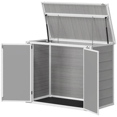 4.7 x 2.5FT Outdoor Horizontal Storage Shed, Lockable Trash Can Storage with Chain Lid, Gray