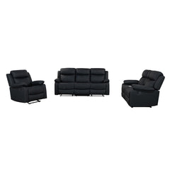 Museum Black 3PC Reclining Sofa and Loveseat and Glider Reclinerwith LED Lights and Speakers