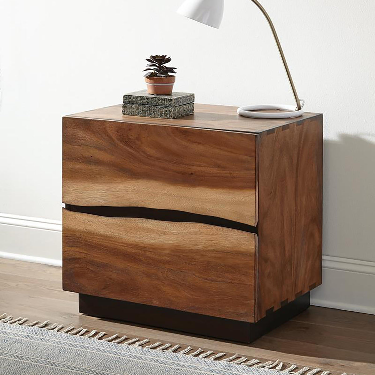 Apex Walnut and Coffee Bean 2-drawer Nightstand