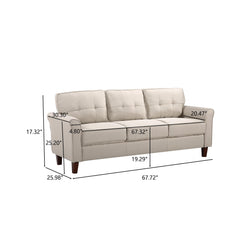Mid-Century 3-Seater Sofa, Tufted Couch for Living Room, Apartment, Guest Room & Home Office