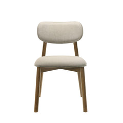Mid-Century Modern Style 2pc Side Chair Upholstered Polyester Walnut And Beige Finish Dining Room