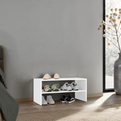 Aeneas Small Shoe Rack with Three Open Shelves, Compact Modern Shoe Organizer for Entryway or Closet, 23.6 Wide, White