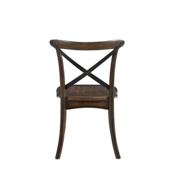 Vertex Dark Oak & Black Metal Finish Side Chair (Set of 2)
