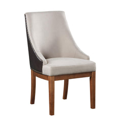 Pinnacle Fabric, Brown Synthetic Leather & Brown Finish Side Chair ( Set of 2)