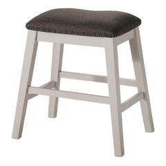 Set of 2pc Counter Height Stool Off White Dark Gray Finish Transitional Style Padded Fabric Seat Padded Fabric Contoured Seat