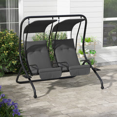2-Seater Outdoor Porch Swing with Canopy, Patio Swing Chair for Garden, Poolside, Backyard, Gray