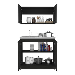 Olympus Cabinet Set, Two Shelves Black