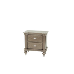Luxury Classic Antique Silver / Champagne Finish 1pc Nightstand Storage Space Bedside Table Bedroom Furniture