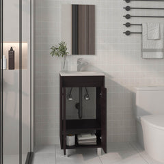 Mirage Mirror Bathroom Cabinet , One Door, Two Shelves, Black