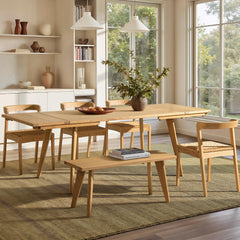 Prometheus 59-90.5" Solid Oak Wood 4-6 Seat Extendable Leaf Dining Table, Natural Brown Red Oak
