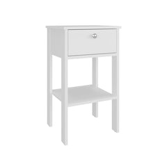Jason Nightstand With One Drawer And Open Shelf, Modern Bedside Table, White