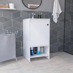 Showcase Bathroom Vanity, Single Door Cabinet, Two Shelves -White