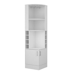 White 8-Bottle 2-Shelf Bar Cabinet