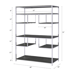 Story Rustic Gray Oak & Chrome Finish Bookshelf