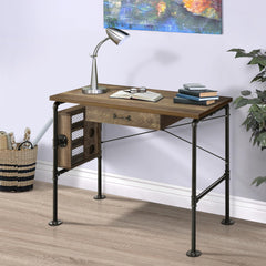 Pluto Oak and Black 1-drawer Writing Desk