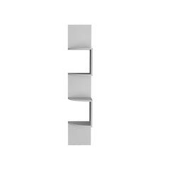 Arcadia Corner Floating Shelf, Modern 4-Tier Display, White
