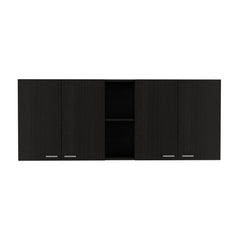 Star 150 Wall Cabinet, Double Door, Two External Shelves, Two Interior Shelves -Black