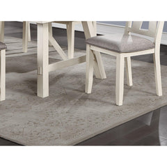 Dining Room Furniture Dining Table White Finish Table w Grey Wooden Top 1pc Rectangular Table with Leaf