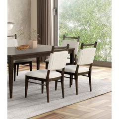 Dark Walnut Side Chairs Upholstered Seat 100% Polyester Kitchen Dining Room Set of 2pc Dining Chairs