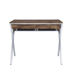 Vault Weathered Oak & Chrome Finish Writing Desk