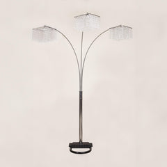 1pc Modern Design Classic Luxury Sleek Multi-head Floor Arc Lamp Crystal-like Accents Drape Living Room Curve Lamp
