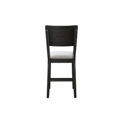 Set of 2 Light Gray Counter Height Dining Chair Fabric Upholstery High-back Dark Wooden Frames