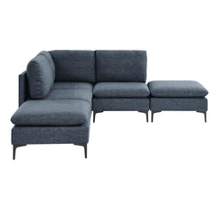Linen Upholstered Modular Sectional with Metal Legs