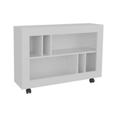 Utopia 37,4" Wide Console Table Cart with Six Shelves, Casters, Entryway Table, Side Table, Living Room Table, for Living Room White